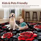 Ultra Soft Area Rug, Non Slip, Stain Resistant, Washable Area Rugs for Living Room, Bedroom, Elegant Red and Black Motif(Red)