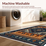 Ultra Soft Area Rug, Non Slip, Stain Resistant, Washable Area Rugs for Living Room, Bedroom, Boho Tribal Low Pile Bedroom Non-Slip Carpet(Black)