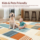 Ultra Soft Area Rug, Non Slip, Stain Resistant, Washable Area Rugs for Living Room, Bedroom, Whimsical Nautical Surfboard Design(Orange)