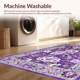 Ultra Soft Area Rug, Non Slip, Stain Resistant, Washable Area Rugs for Living Room, Bedroom, Gorgeous Floral Tassel Embellishment(Purple)
