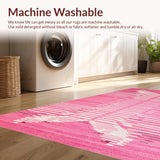 Ultra Soft Area Rug, Non Slip, Stain Resistant, Washable Area Rugs for Living Room, Bedroom, Unique Soft Pink Striped Theme(Pink)