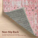 Ultra Soft Area Rug, Non Slip, Stain Resistant, Washable Area Rugs for Living Room, Bedroom, Trendy Softened Color Palette(Pink)