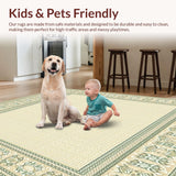 Ancient Scroll Area Sage Beige Artistic Swirl Design(Beige)