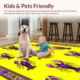 Ultra Soft Area Rug, Non Slip, Stain Resistant, Washable Area Rugs for Living Room, Bedroom, Playful Lobster Patterned Decor(Yellow)