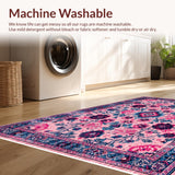 Ultra Soft Area Rug, Non Slip, Stain Resistant, Washable Area Rugs for Living Room, Bedroom, Geometric Tribal Dorm Rug Non Slip Design(Pink)