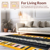 Ultra Soft Area Rug, Non Slip, Stain Resistant, Washable Area Rugs for Living Room, Bedroom, Contemporary Wild Animal Pattern(Black)