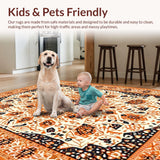 Ultra Soft Area Rug, Non Slip, Stain Resistant, Washable Area Rugs for Living Room, Bedroom, Chic Colorful Pom Pom Arrangement(Orange)