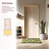 Ultra Soft Area Rug, Non Slip, Stain Resistant, Washable Area Rugs for Living Room, Bedroom, Tribal Distressed Grey Yellow Living Room Rug(Yellow)