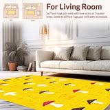 Ultra Soft Area Rug, Non Slip, Stain Resistant, Washable Area Rugs for Living Room, Bedroom, Lively Bright Colorful Design(Yellow)