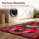 Ultra Soft Area Rug, Non Slip, Stain Resistant, Washable Area Rugs for Living Room, Bedroom, Dynamic Modern Red Pattern Play(Red)