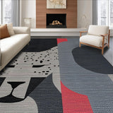 Ultra Soft Area Rug, Non Slip, Stain Resistant, Washable Area Rugs for Living Room, Bedroom, Elegant Sleek Monochrome Print(Gray)