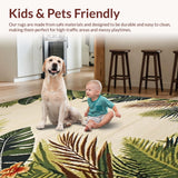 Ultra Soft Area Rug, Non Slip, Stain Resistant, Washable Area Rugs for Living Room, Bedroom, Elegant Soft Neutral Botanical Motif(Beige)