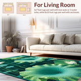 Ultra Soft Area Rug, Non Slip, Stain Resistant, Washable Area Rugs for Living Room, Bedroom, Vibrant Green Lotus Leaf Aesthetic(Green)