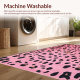 Ultra Soft Area Rug, Non Slip, Stain Resistant, Washable Area Rugs for Living Room, Bedroom, Chic Pink Animal Motif(Pink)