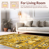 Ultra Soft Area Rug, Non Slip, Stain Resistant, Washable Area Rugs for Living Room, Bedroom, Warm Earthy Tone Addition(Yellow)