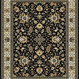 Ultra Soft Area Rug, Non Slip, Stain Resistant, Washable Area Rugs for Living Room, Bedroom, Sophisticated Vintage Floral Design(Black)
