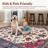 Ultra Soft Area Rug, Non Slip, Stain Resistant, Washable Area Rugs for Living Room, Bedroom, Rustic Vintage Patterned Round Design(White)