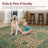 Ultra Soft Area Rug, Non Slip, Stain Resistant, Washable Area Rugs for Living Room, Bedroom, Rustic Modern Trellis Aesthetic(Beige)