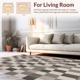 Ultra Soft Area Rug, Non Slip, Stain Resistant, Washable Area Rugs for Living Room, Bedroom, Chris Loves FRA Neutral Checkerboard Accent(Gray)