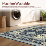 Ultra Soft Area Rug, Non Slip, Stain Resistant, Washable Area Rugs for Living Room, Bedroom, Oushak Style Blue Beige Area for(Blue)