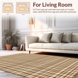 Ultra Soft Area Rug, Non Slip, Stain Resistant, Washable Area Rugs for Living Room, Bedroom, Rustic Cozy Houndstooth Design(Brown)