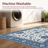 Ultra Soft Area Rug, Non Slip, Stain Resistant, Washable Area Rugs for Living Room, Bedroom, Elegant Oriental Floral Scroll(White)