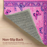 Ultra Soft Area Rug, Non Slip, Stain Resistant, Washable Area Rugs for Living Room, Bedroom, Whimsical Pink Butterfly Delight(Pink)