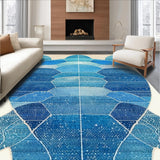 Ultra Soft Area Rug, Non Slip, Stain Resistant, Washable Area Rugs for Living Room, Bedroom, Azure Reef Impression Rug with Abstract Turtle and Flowing Oceanic Lines(Blue)