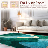 Ultra Soft Area Rug, Non Slip, Stain Resistant, Washable Area Rugs for Living Room, Bedroom, Vibrant Contemporary Fluid Shapes(Green)