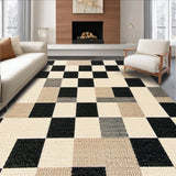 Ultra Soft Area Rug, Non Slip, Stain Resistant, Washable Area Rugs for Living Room, Bedroom, Washable Plaid Entryway Carpet with Anti-Slip Backing(Beige)