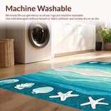 Ultra Soft Area Rug, Non Slip, Stain Resistant, Washable Area Rugs for Living Room, Bedroom, Whimsical Nautical Plush Comfort(Blue)