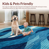 Ultra Soft Area Rug, Non Slip, Stain Resistant, Washable Area Rugs for Living Room, Bedroom, Colorful Coastal Abstract Waves(Blue)
