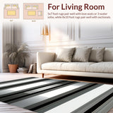Ultra Soft Area Rug, Non Slip, Stain Resistant, Washable Area Rugs for Living Room, Bedroom, Elegant Striped Geometric Accent(Gray)
