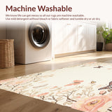 Ultra Soft Area Rug, Non Slip, Stain Resistant, Washable Area Rugs for Living Room, Bedroom, Fluttering Meadow Area Whimsical Insect Print for Playful Spaces(Beige)