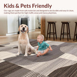 Ultra Soft Area Rug, Non Slip, Stain Resistant, Washable Area Rugs for Living Room, Bedroom, Chic Modern Earthy Tones Composition(Gray)