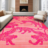 Ultra Soft Area Rug, Non Slip, Stain Resistant, Washable Area Rugs for Living Room, Bedroom, Elegant Modern Wildlife Theme(Pink)