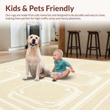 Ultra Soft Area Rug, Non Slip, Stain Resistant, Washable Area Rugs for Living Room, Bedroom, Contemporary Arch Area Elegant Neutral Print(Beige)