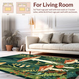 Ultra Soft Area Rug, Non Slip, Stain Resistant, Washable Area Rugs for Living Room, Bedroom, Charming Rustic Wildflower Arrangement(Green)
