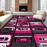 Ultra Soft Area Rug, Non Slip, Stain Resistant, Washable Area Rugs for Living Room, Bedroom, Eclectic Multi-Patterned Tapestry(Pink)