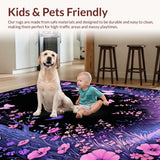Ultra Soft Area Rug, Non Slip, Stain Resistant, Washable Area Rugs for Living Room, Bedroom, Serene Garden-Inspired Atmosphere(Purple)