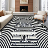 Ultra Soft Area Rug, Non Slip, Stain Resistant, Washable Area Rugs for Living Room, Bedroom, Modern Lattice Design Black and White Striped Area Rug for Stylish Spaces(Black)