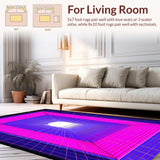 Ultra Soft Area Rug, Non Slip, Stain Resistant, Washable Area Rugs for Living Room, Bedroom, Whimsical Futuristic Color Fusion(Purple)