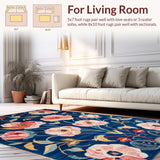 Ultra Soft Area Rug, Non Slip, Stain Resistant, Washable Area Rugs for Living Room, Bedroom, Vibrant Rustic Diamond Layout(Blue)