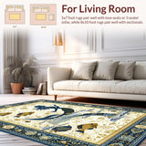Ultra Soft Area Rug, Non Slip, Stain Resistant, Washable Area Rugs for Living Room, Bedroom, Vintage Coastal Mermaid Illustration(Gold)