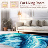 Ultra Soft Area Rug, Non Slip, Stain Resistant, Washable Area Rugs for Living Room, Bedroom, Beach-Themed Non-Slip Bedroom Area Carpet(Blue)