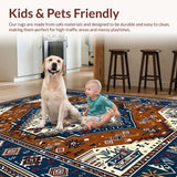 Ultra Soft Area Rug, Non Slip, Stain Resistant, Washable Area Rugs for Living Room, Bedroom, Artful Tiled Geometric Arrangement(Brown)