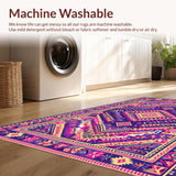 Ultra Soft Area Rug, Non Slip, Stain Resistant, Washable Area Rugs for Living Room, Bedroom, Dynamic Multicolor Geometric Textile(Purple)