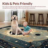 Ultra Soft Area Rug, Non Slip, Stain Resistant, Washable Area Rugs for Living Room, Bedroom, Mystical Sunburst Artistry(Gold)