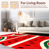Ultra Soft Area Rug, Non Slip, Stain Resistant, Washable Area Rugs for Living Room, Bedroom, Playful Fruit-Inspired Shag Creation(Red)