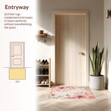 Ultra Soft Area Rug, Non Slip, Stain Resistant, Washable Area Rugs for Living Room, Bedroom, Charming Abstract Floral Motif(Ivory)